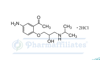 Imagem do Produto Padrão de 1-[5-Amino-2- [(2RS)-2-hidroxi-3-[(1-metiletil)amino]- propoxi]fenil]etanona dicloridrato - Cas Number: 2732673-51-5 - PHARMAFFILIATES Referência: PA 01 0091002