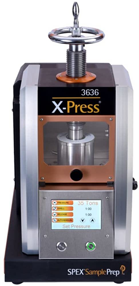 Imagem do Produto Prensa de pellets hidráulica de laboratório de 35 toneladas (31,8 toneladas métricas) - 3636 X-Press - SPEX