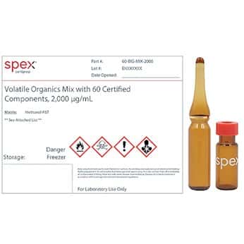 Imagem do Produto Padrão MRC de Mistura Orgânica Volátil (60 Componentes), 2.000 µg/mL; 1 mL - 60-BIG-MIX-2000 - SPEX